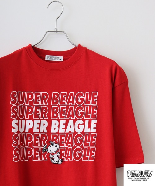 PEANUTS(ピーナッツ)の「PEANUTS ロゴ柄へビーウエイトドロップショルダーTシャツ(Tシャツ/カットソー・メンズ・オフホワイト/ネイビー/イエロー/レッド・S/M/L/LL)」の1枚目の写真