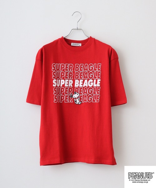 PEANUTS(ピーナッツ)の「PEANUTS ロゴ柄へビーウエイトドロップショルダーTシャツ(Tシャツ/カットソー・メンズ・オフホワイト/ネイビー/イエロー/レッド・S/M/L/LL)」の9枚目の写真