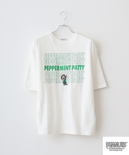 PEANUTS(ピーナッツ)の「PEANUTS ロゴ柄へビーウエイトドロップショルダーTシャツ(Tシャツ/カットソー・メンズ・オフホワイト/ネイビー/イエロー/レッド・S/M/L/LL)」の5枚目の写真