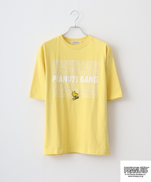 PEANUTS(ピーナッツ)の「PEANUTS ロゴ柄へビーウエイトドロップショルダーTシャツ(Tシャツ/カットソー・メンズ・オフホワイト/ネイビー/イエロー/レッド・S/M/L/LL)」の7枚目の写真