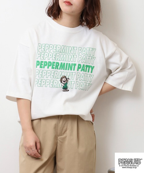 PEANUTS(ピーナッツ)の「PEANUTS ロゴ柄へビーウエイトドロップショルダーTシャツ(Tシャツ/カットソー・メンズ・オフホワイト/ネイビー/イエロー/レッド・S/M/L/LL)」の17枚目の写真