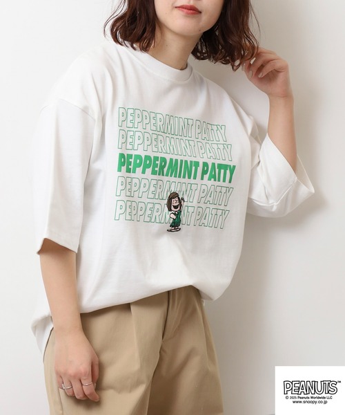 PEANUTS(ピーナッツ)の「PEANUTS ロゴ柄へビーウエイトドロップショルダーTシャツ(Tシャツ/カットソー・メンズ・オフホワイト/ネイビー/イエロー/レッド・S/M/L/LL)」の18枚目の写真
