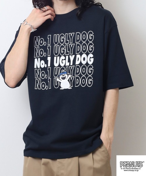 PEANUTS(ピーナッツ)の「PEANUTS ロゴ柄へビーウエイトドロップショルダーTシャツ(Tシャツ/カットソー・メンズ・オフホワイト/ネイビー/イエロー/レッド・S/M/L/LL)」の22枚目の写真