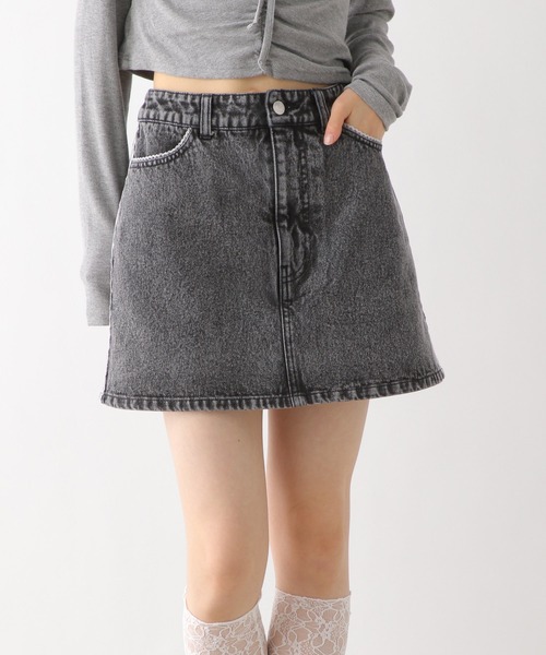 Heather（ヘザー）の「サイドレースデニムミニスカート 327839