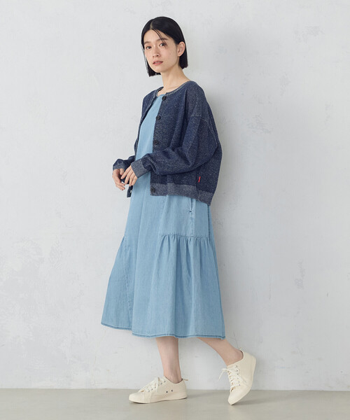 ONIGIRI（オニギリ）の「デイリーリラックス ノースリーブワンピース デニム（ワンピース・レディース・サックスブルー/ネイビー・MEDIUM/LARGE）」の10枚目の写真