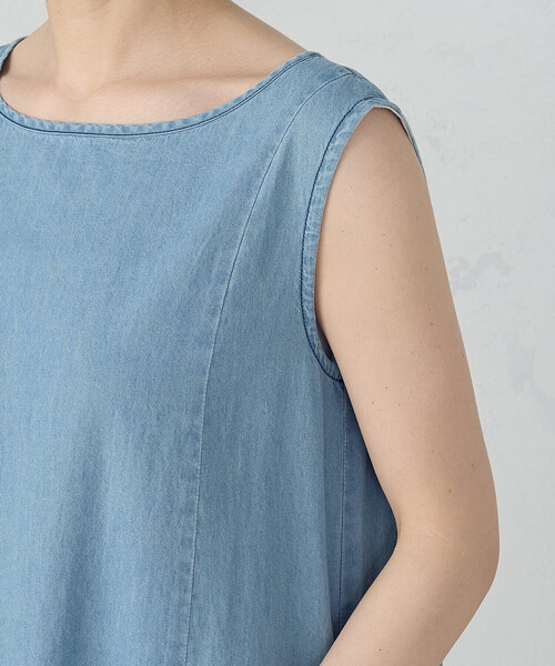 ONIGIRI（オニギリ）の「デイリーリラックス ノースリーブワンピース デニム（ワンピース・レディース・サックスブルー/ネイビー・MEDIUM/LARGE）」の16枚目の写真