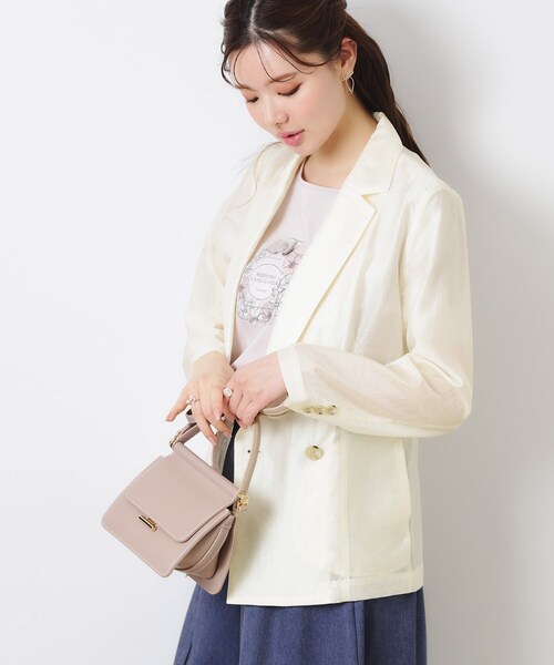couture brooch（クチュールブローチ）の「【オシャレな透け感・通勤】シアージャケット（テーラードジャケット・レディース・ブラウン系その他/サンドベージュ/アイボリー・38/40/42）」の7枚目の写真