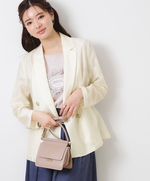 couture brooch（クチュールブローチ）の「【オシャレな透け感・通勤】シアージャケット（テーラードジャケット・レディース・ブラウン系その他/サンドベージュ/アイボリー・38/40/42）」の8枚目の写真