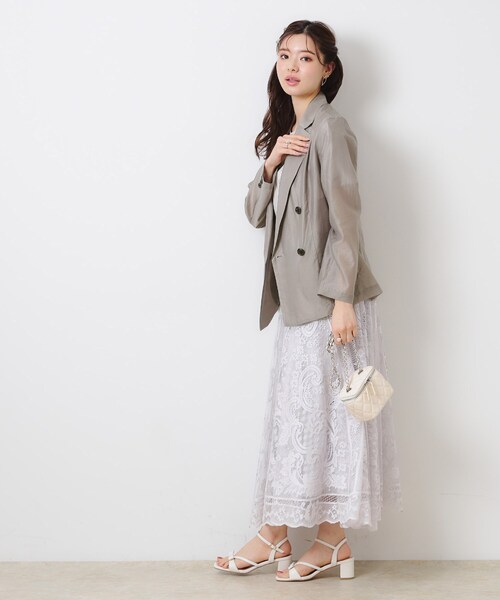 couture brooch（クチュールブローチ）の「【オシャレな透け感・通勤】シアージャケット（テーラードジャケット・レディース・ブラウン系その他/サンドベージュ/アイボリー・38/40/42）」の17枚目の写真