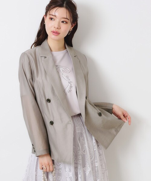 couture brooch（クチュールブローチ）の「【オシャレな透け感・通勤】シアージャケット（テーラードジャケット・レディース・ブラウン系その他/サンドベージュ/アイボリー・38/40/42）」の18枚目の写真