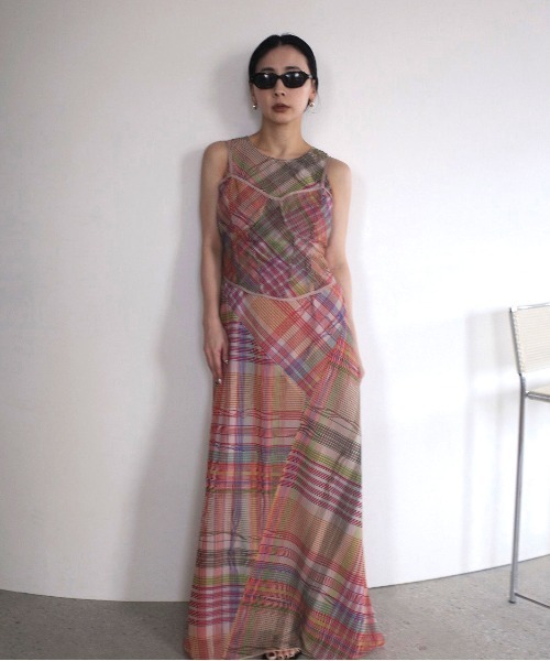 アメリヴィンテージMEDI STRAIN CHECK DRESSピンク MEDI STRAIN CHECK DRESS