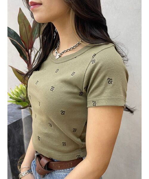 EVRIS（エヴリス）の「エンブロイダリーショートTシャツ（Tシャツ/カットソー・レディース・レッド/ホワイト/ブラック/カーキ・FREE）」の12枚目の写真