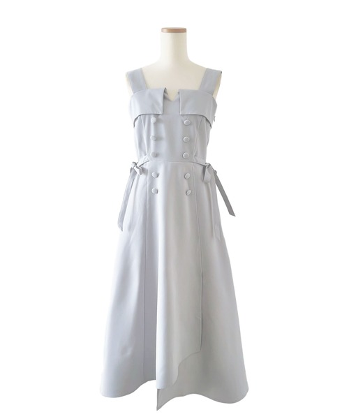 DearMyLoveRose（ディアマイラブローズ）の「トレンチ風ジャンスカワンピース【大きいサイズ有り】（ジャンパースカート・レディース・ベージュ/ネイビー/ブルー/ベビーピンク・SMALL/MEDIUM/LARGE/LL/3L）」の4枚目の写真