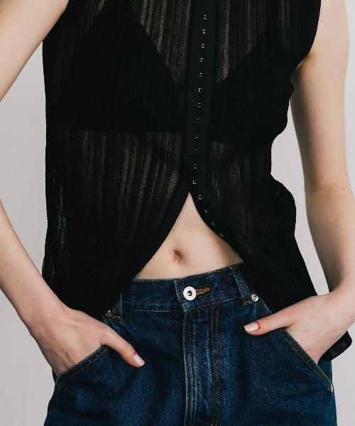 EURO HOOK SHEER RIB TOP/ユーロホックシアーリブトップ（T