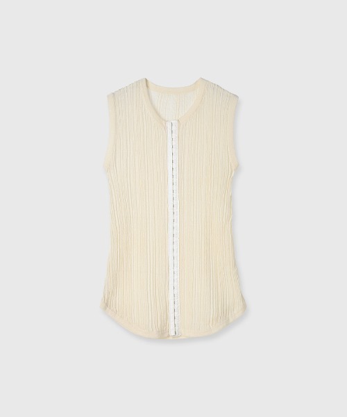 CREDONA(クレドナ)の「EURO HOOK SHEER RIB TOP/ユーロホックシアーリブトップ(Tシャツ/カットソー・レディース・ブラック/アイボリー・FREE)」の19枚目の写真