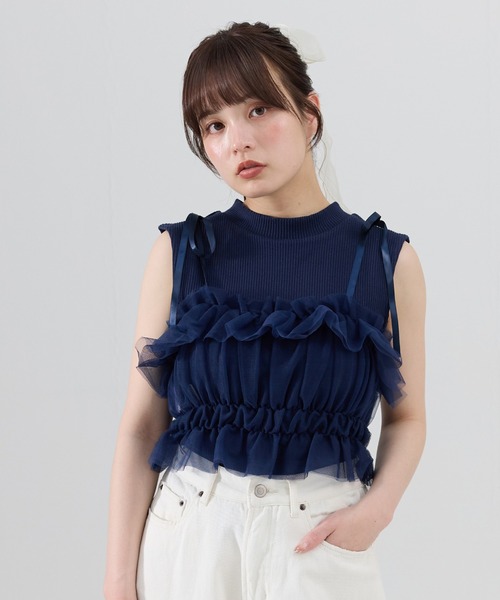 チュールビスチェxノースリカットソー（Tシャツ/カットソー