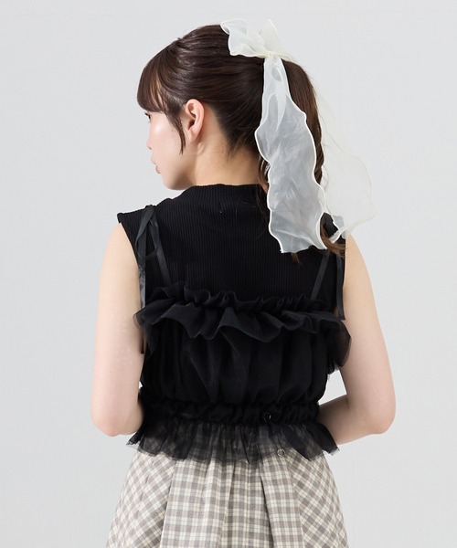 REDYAZEL（レディアゼル）の「チュールビスチェｘノースリカットソー（Tシャツ/カットソー・レディース・オフホワイト/ピンク/ネイビー/ブラック・FREE）」の21枚目の写真