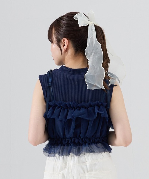 REDYAZEL（レディアゼル）の「チュールビスチェｘノースリカットソー（Tシャツ/カットソー・レディース・オフホワイト/ピンク/ネイビー/ブラック・FREE）」の15枚目の写真