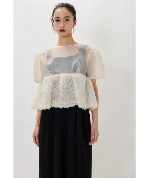 niana(ニアナ)の「スウェルペプラムセットアップパンツドレス 2点セット オールインワン シアーブラウス 結婚式 二次会 同窓会 成人式 お呼ばれ パーティードレス オケージョンドレス(パンツドレス・レディース・ミント/ベージュ×ブラック/ブラック/グレー・S/L/M)」の6枚目の写真