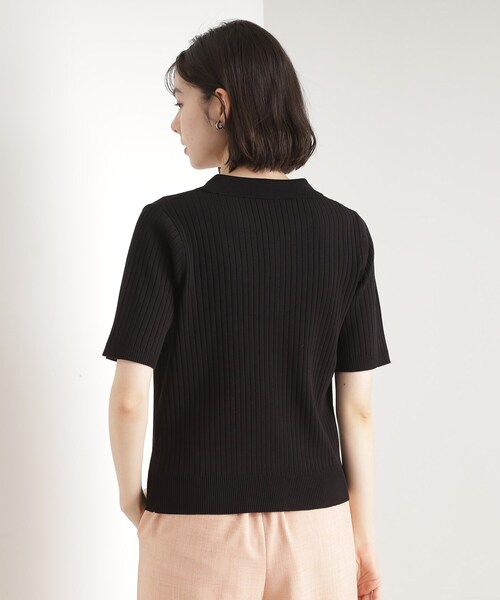THE SHOP TK (ザ ショップ ティーケー )の「リブニットポロシャツ【洗濯機OK】(ニット/セーター・レディース・ブラック/グリーン系/アイボリー・12/13)」の11枚目の写真
