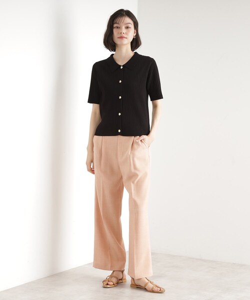 THE SHOP TK (ザ ショップ ティーケー )の「リブニットポロシャツ【洗濯機OK】(ニット/セーター・レディース・ブラック/グリーン系/アイボリー・12/13)」の12枚目の写真