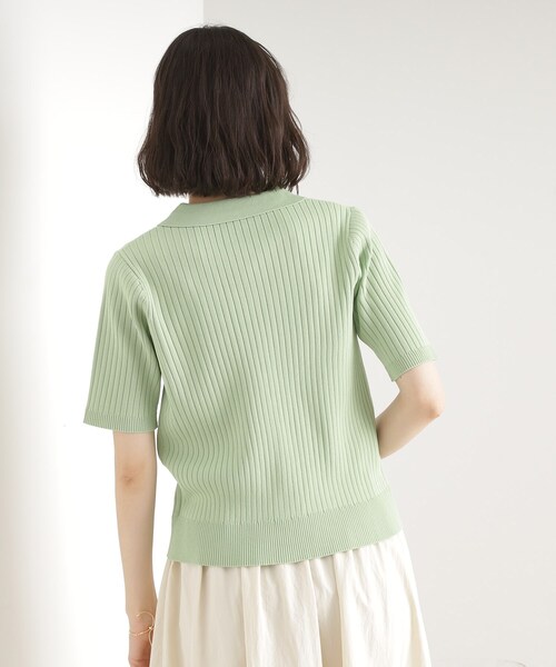THE SHOP TK (ザ ショップ ティーケー )の「リブニットポロシャツ【洗濯機OK】(ニット/セーター・レディース・ブラック/グリーン系/アイボリー・12/13)」の15枚目の写真