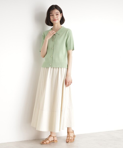 THE SHOP TK (ザ ショップ ティーケー )の「リブニットポロシャツ【洗濯機OK】(ニット/セーター・レディース・ブラック/グリーン系/アイボリー・12/13)」の16枚目の写真