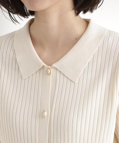 THE SHOP TK (ザ ショップ ティーケー )の「リブニットポロシャツ【洗濯機OK】(ニット/セーター・レディース・ブラック/グリーン系/アイボリー・12/13)」の21枚目の写真