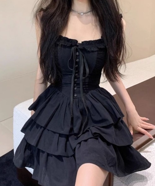 m me eme フリルティアードワンピース 最安値 m me eme エムミーエメ エムエメ フリルティアード