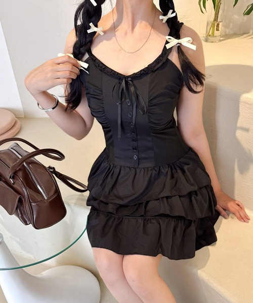 m me eme フリルティアードワンピース 最安値 m me eme エムミーエメ エムエメ フリルティアード