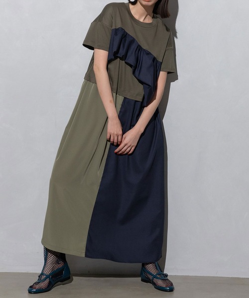 MARECHAL TERRE(マルシャルテル)の「ジョイントフリルワンピース(ワンピース・レディース・ブラック/ダークパープル/カーキ/ネイビー・MEDIUM)」の1枚目の写真