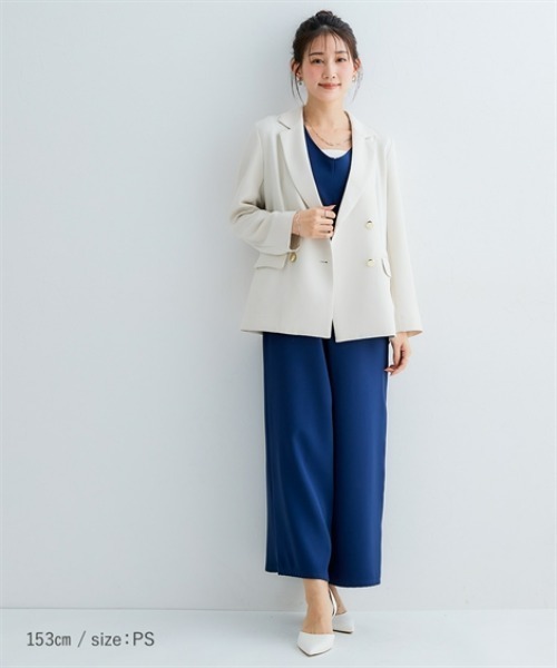 Petitjo（プッチージョ）の「小さいサイズ　ダブルテーラードジャケット　低身長さん・小柄女性（テーラードジャケット・レディース・ライトベージュ/ネイビー・PSS/PS/PM/PL）」の7枚目の写真