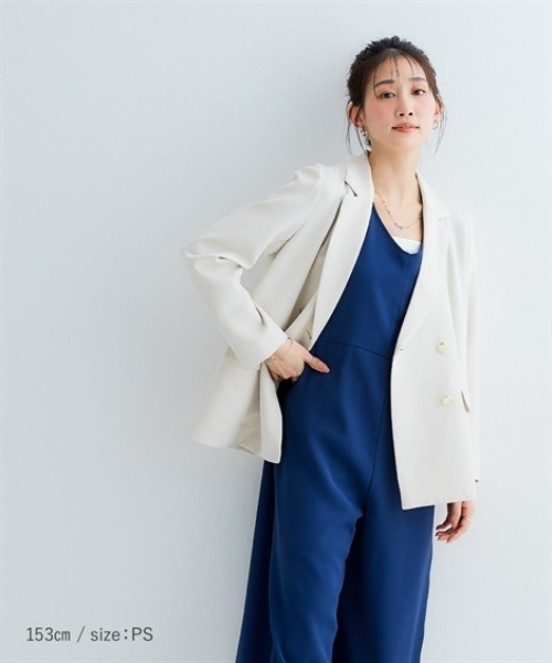 Petitjo（プッチージョ）の「小さいサイズ　ダブルテーラードジャケット　低身長さん・小柄女性（テーラードジャケット・レディース・ライトベージュ/ネイビー・PSS/PS/PM/PL）」の9枚目の写真