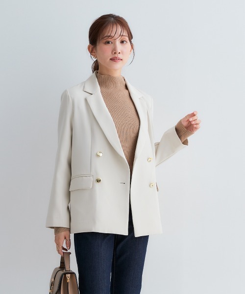 Petitjo（プッチージョ）の「小さいサイズ　ダブルテーラードジャケット　低身長さん・小柄女性（テーラードジャケット・レディース・ライトベージュ/ネイビー・PSS/PS/PM/PL）」の19枚目の写真