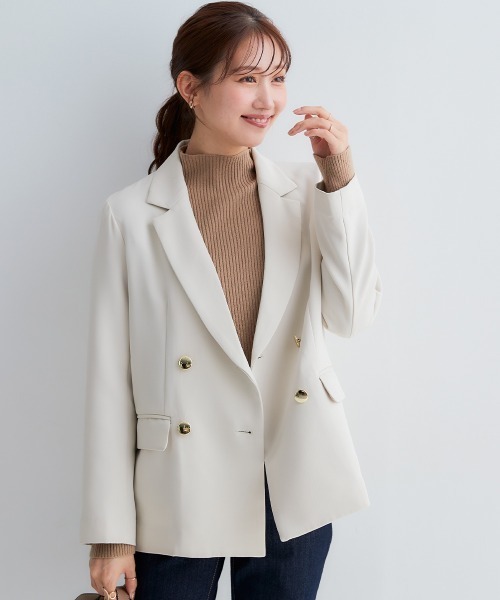 Petitjo（プッチージョ）の「小さいサイズ　ダブルテーラードジャケット　低身長さん・小柄女性（テーラードジャケット・レディース・ライトベージュ/ネイビー・PSS/PS/PM/PL）」の15枚目の写真