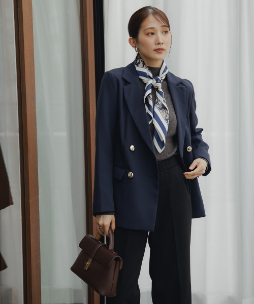 Petitjo（プッチージョ）の「小さいサイズ　ダブルテーラードジャケット　低身長さん・小柄女性（テーラードジャケット・レディース・ライトベージュ/ネイビー・PSS/PS/PM/PL）」の11枚目の写真