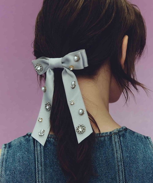 デコラティブ サテン リボン バレッタ（バレッタ/ヘアクリップ