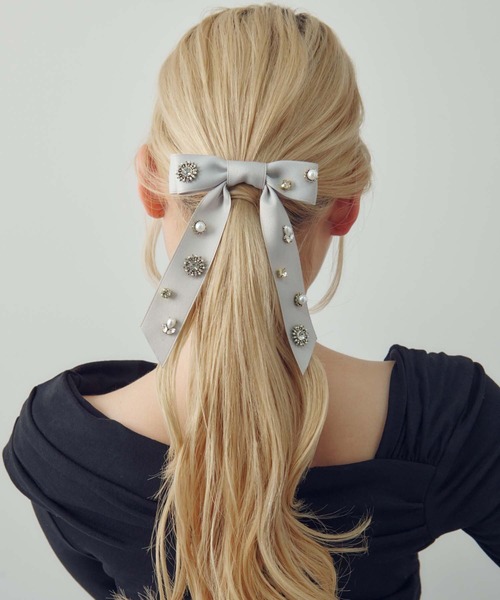 acca リボンバレッタ　25周年記念ヘアバレッタ　限定 デコラティブ サテン リボン バレッタ（バレッタ/ヘアクリップ