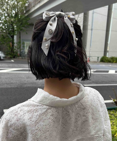 送料関税込★Simone Rocha★リボンディテールのサテンバレッタ サテンリボンゴールドバレッタ – レディースファッション通販の
