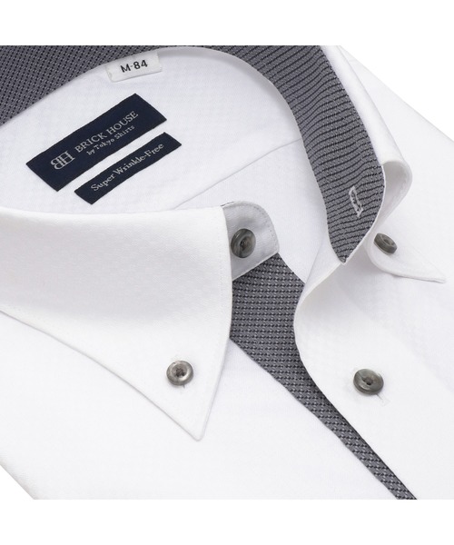 TOKYO SHIRTS（トウキョウシャツ）の「【超形態安定】 形態安定ノンアイロン ボタンダウン 長袖ビジネスワイシャツ（ビジネスシャツ・メンズ・ホワイト・首回り39cm-裄丈80cm/首回り39cm-裄丈84cm/首回り41cm-裄丈82cm/首回り41cm-裄丈86cm/首回り37cm-裄丈80cm/首回り42cm-裄丈82cm/首回り42cm-裄丈86cm/首回り43cm-裄丈82cm/首回り43cm-裄丈86cm）」の2枚目の写真