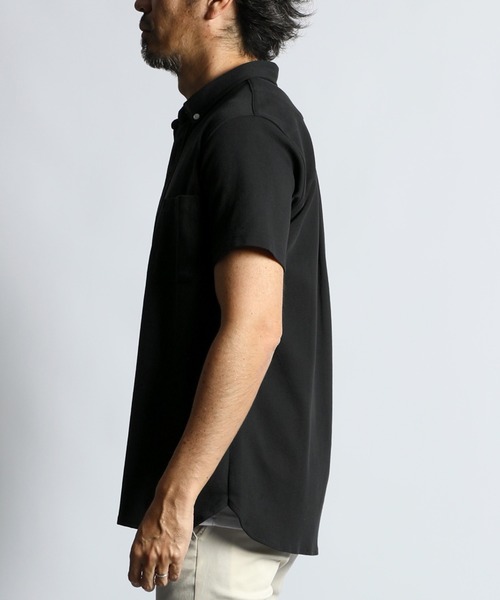 The DUFFER of ST.GEORGE（ザダファーオブセントジョージ）の「COOLFIBER PLATING SHIRT TYPE POLO：速乾・防シワ COOLFIBER 台衿付 ビジカジ 綺麗目 シャツタイプ ポロシャツ（ポロシャツ・メンズ・ホワイト/ブラック/ネイビー/ブルー・SMALL/LARGE/X-LARGE/MEDIUM）」の19枚目の写真