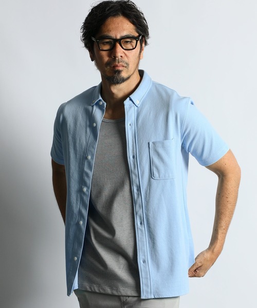 The DUFFER of ST.GEORGE（ザダファーオブセントジョージ）の「COOLFIBER PLATING SHIRT TYPE POLO：速乾・防シワ COOLFIBER 台衿付 ビジカジ 綺麗目 シャツタイプ ポロシャツ（ポロシャツ・メンズ・ホワイト/ブラック/ネイビー/ブルー・SMALL/LARGE/X-LARGE/MEDIUM）」の21枚目の写真