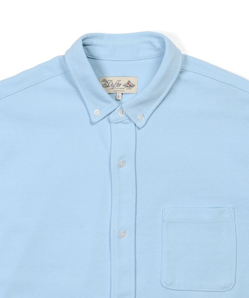 The DUFFER of ST.GEORGE（ザダファーオブセントジョージ）の「COOLFIBER PLATING SHIRT TYPE POLO：速乾・防シワ COOLFIBER 台衿付 ビジカジ 綺麗目 シャツタイプ ポロシャツ（ポロシャツ・メンズ・ホワイト/ブラック/ネイビー/ブルー・SMALL/LARGE/X-LARGE/MEDIUM）」の13枚目の写真