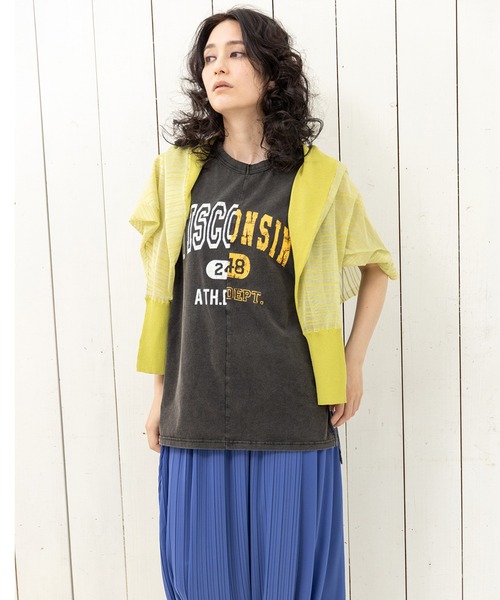 OSMOSIS（オズモーシス）の「シアーストライプニットカーディガン（カーディガン/ボレロ・レディース・ブラック/その他/ライトグリーン・ONE SIZE）」の3枚目の写真