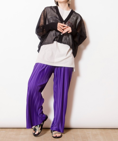 OSMOSIS（オズモーシス）の「シアーストライプニットカーディガン（カーディガン/ボレロ・レディース・ブラック/その他/ライトグリーン・ONE SIZE）」の19枚目の写真