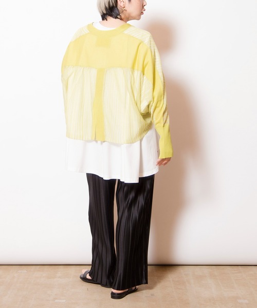 OSMOSIS（オズモーシス）の「シアーストライプニットカーディガン（カーディガン/ボレロ・レディース・ブラック/その他/ライトグリーン・ONE SIZE）」の13枚目の写真