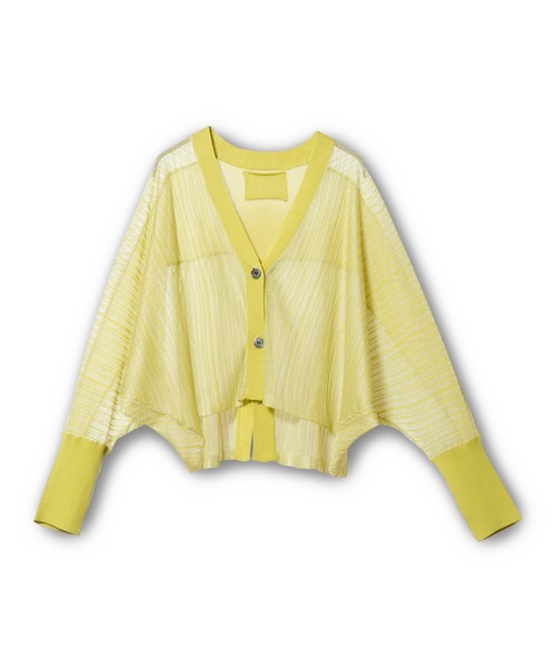 OSMOSIS（オズモーシス）の「シアーストライプニットカーディガン（カーディガン/ボレロ・レディース・ブラック/その他/ライトグリーン・ONE SIZE）」の6枚目の写真