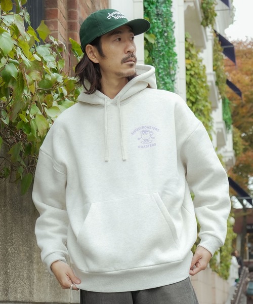 roial（ロイアル）の「HOODIE/ROIAL(ロイアル)コーヒーバッグプリントデザインプルオーバーフーディ（パーカー・メンズ・オートミール/ネイビー・SMALL/MEDIUM/LARGE）」の5枚目の写真
