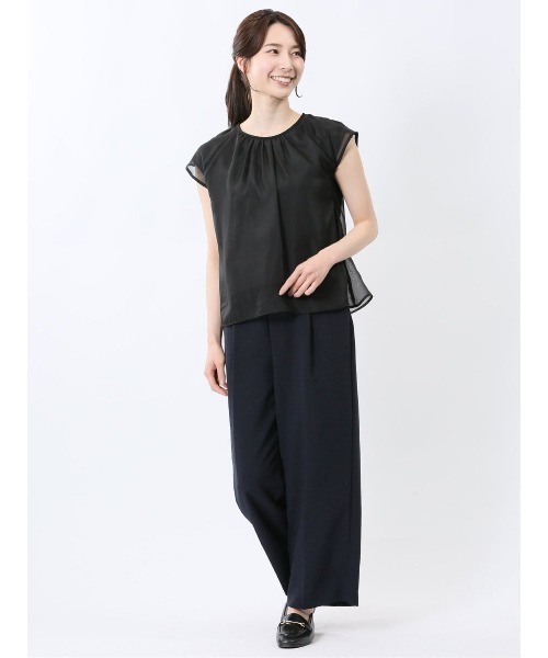 m.f.editorial（エムエフエディトリアル）の「【ウォッシャブル】m.f.エディトリアル レディース オーガンジー レイヤード プルオーバーＴシャツ（Tシャツ/カットソー・レディース・ホワイト/ブラック/ベージュ/ブルー・FREE）」の6枚目の写真