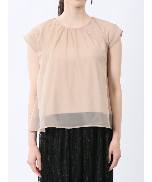 m.f.editorial（エムエフエディトリアル）の「【ウォッシャブル】m.f.エディトリアル レディース オーガンジー レイヤード プルオーバーＴシャツ（Tシャツ/カットソー・レディース・ホワイト/ブラック/ベージュ/ブルー・FREE）」の8枚目の写真